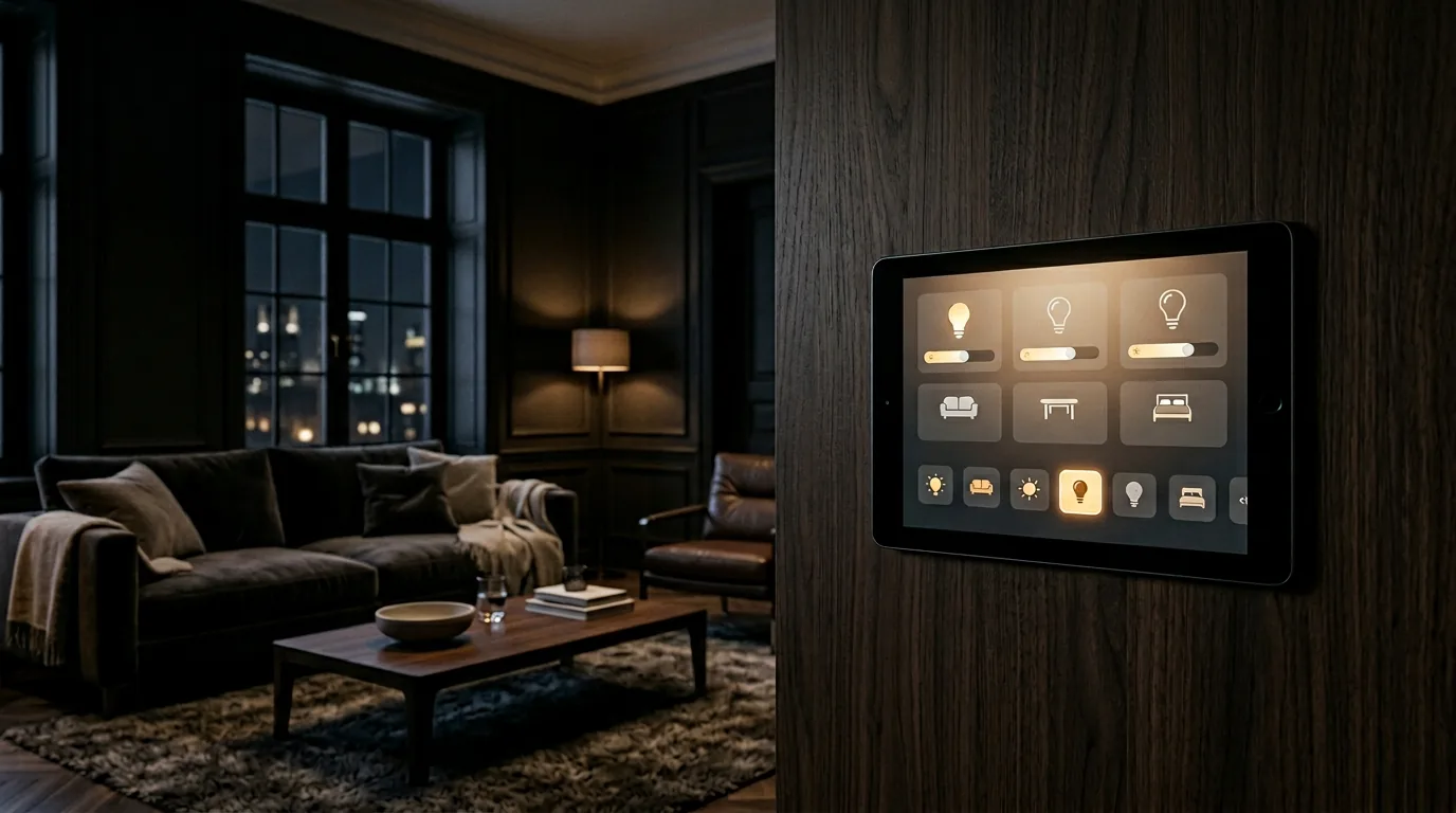 לוח בקרה לבית חכם על הקיר